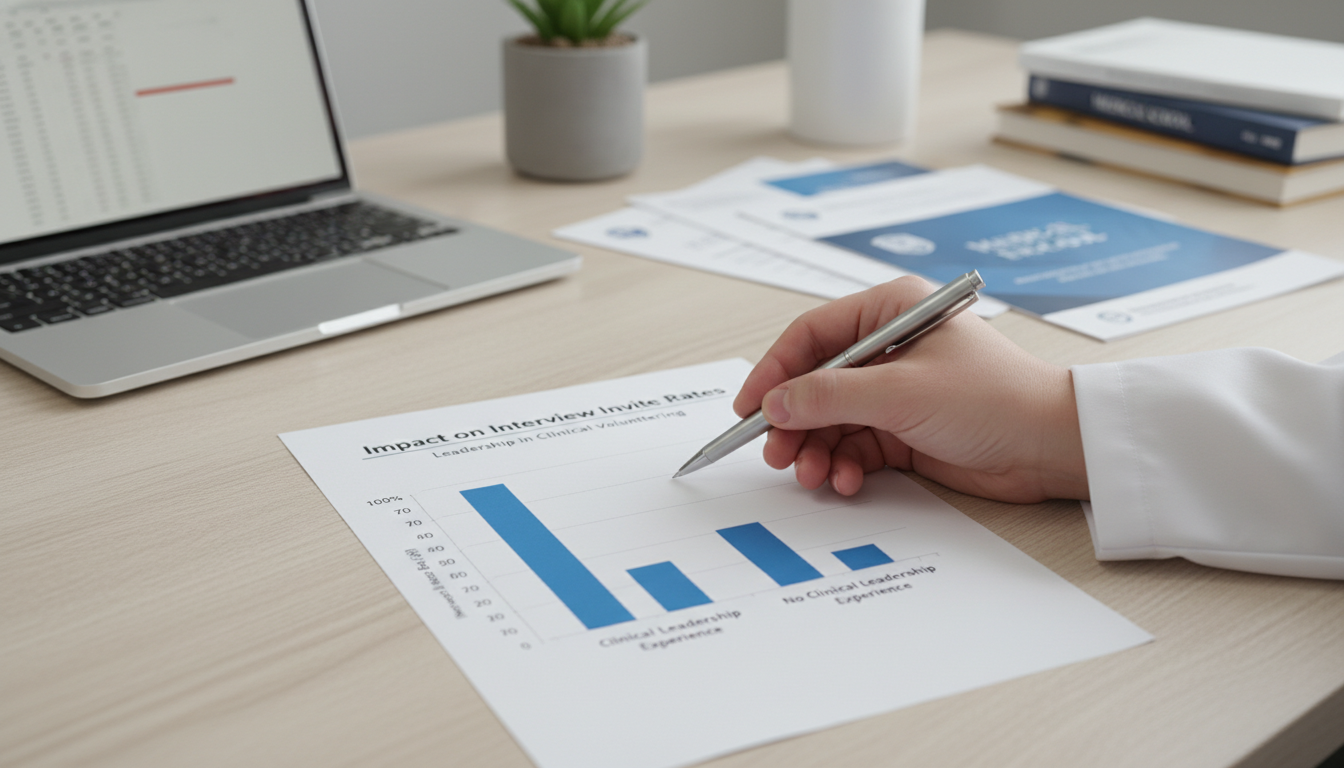 Graph comparing interview invite rates by leadership experience -  for Leadership in Clinical Volunteering: Impact on Intervi