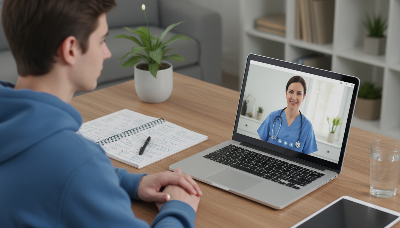 Premed student on video call for telehealth volunteering -  for Limited Transportation? Remote and Local Clinical Volunteerin