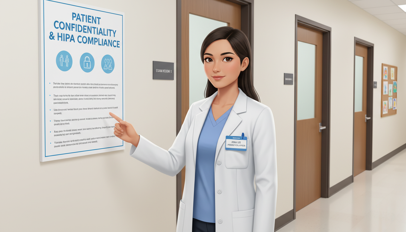 Clinical premed volunteer following privacy and professionalism protocols -  for Pediatrics Clinic Volunteering: Working with