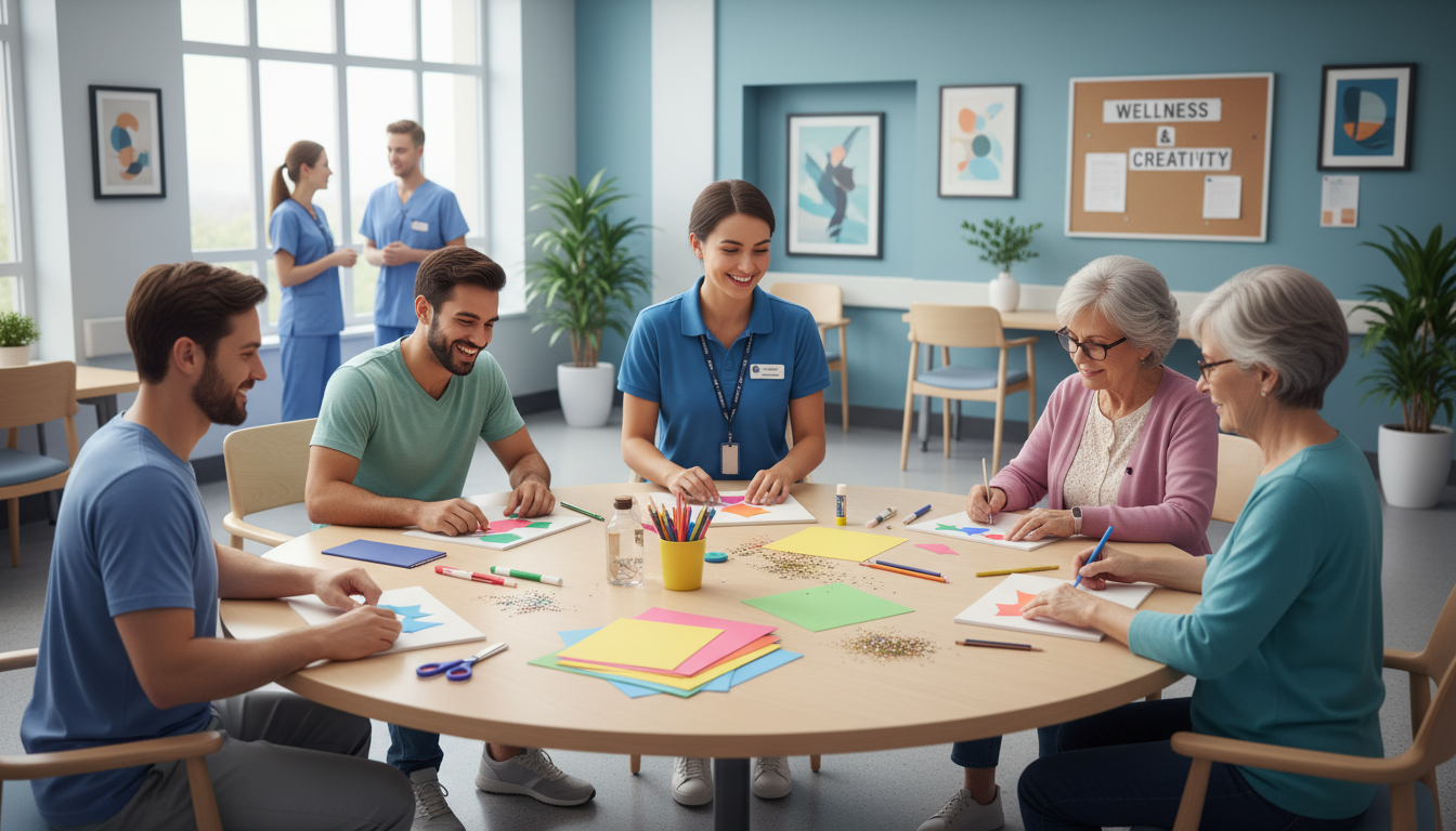 Volunteer leading an arts and crafts group in an inpatient psych unit -  for Psychiatry Unit Volunteering: Understanding Safe