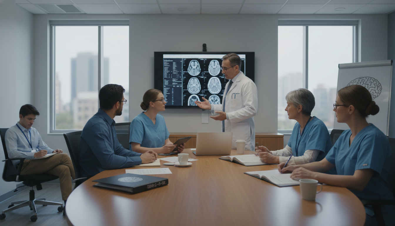 Multidisciplinary psychiatric team meeting with a student observer -  for Psychiatry Unit Volunteering: Understanding Safety,