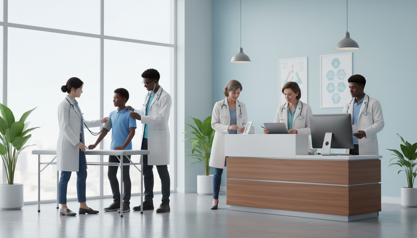 Medical student volunteering with patients in a clinic -  for Should Pre‑Meds Keep Volunteering Once They Start Medical Schoo