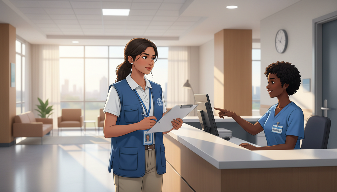 Premed volunteer reliably helping at hospital front desk Premed volunteer reliably helping at hospital front desk - for Stuck at the Front Desk? Steps to Negotiate More Clinical Exp