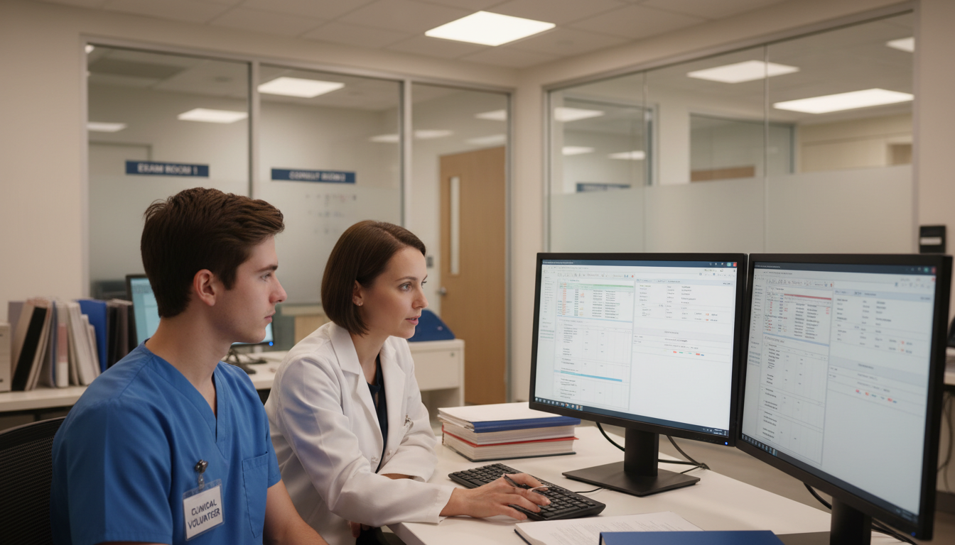 Medical student helping research coordinator in subspecialty clinic -  for The Clinical Volunteer Settings That Secretly Open