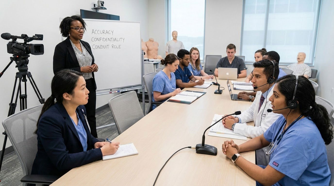 Medical interpreter training session with bilingual students -  for Translating and Medical Interpreting: Ethical Clinical Vo