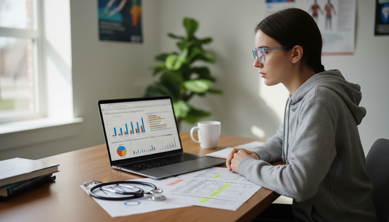 Premed student reviewing volunteer hours data chart -  for Volunteer Hours Distribution Among Matriculants: Where You Fit In