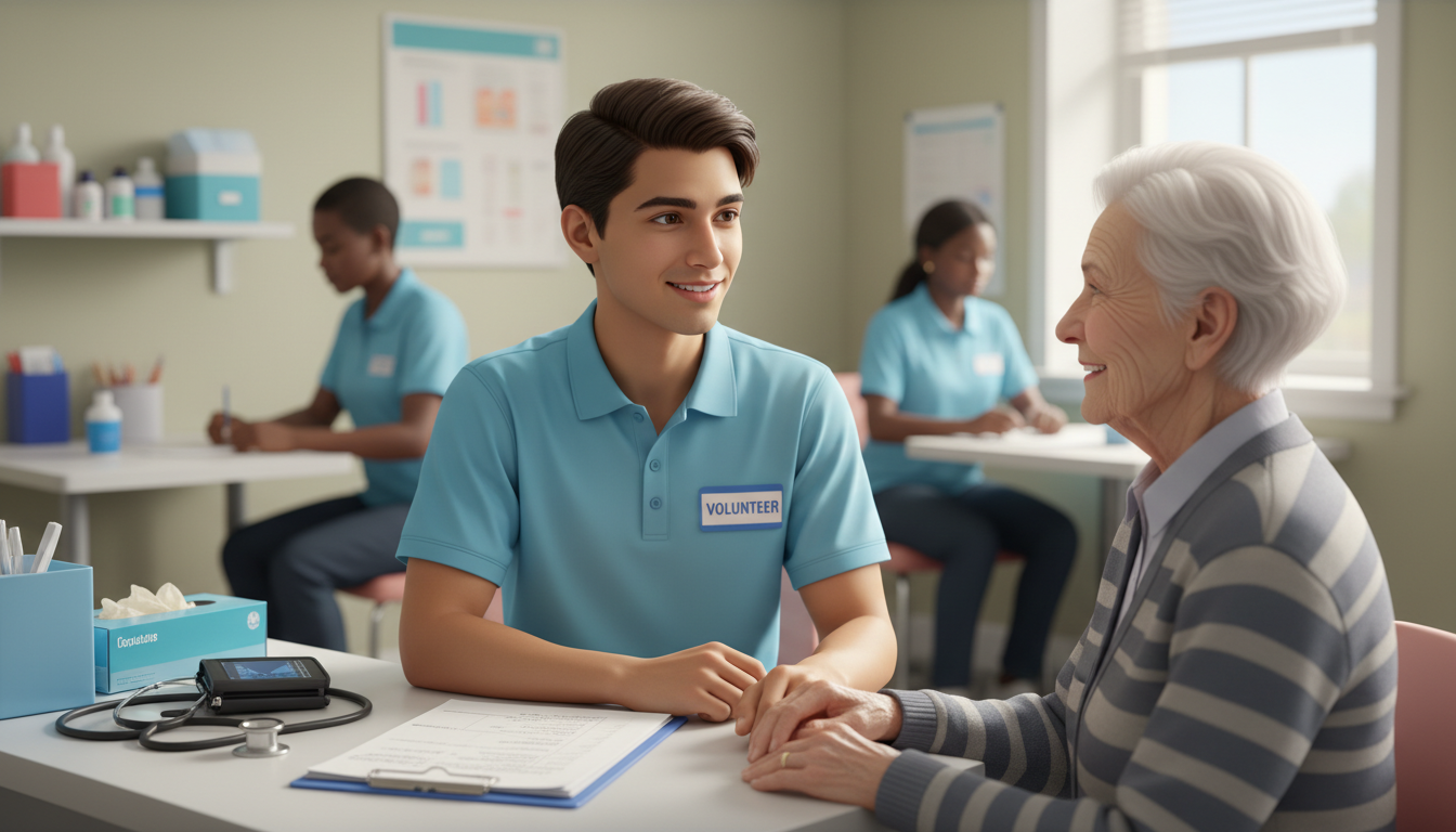 Premed student volunteering at a free clinic -  for What Clinical Volunteering Should Look Like Each Year Before the MCAT