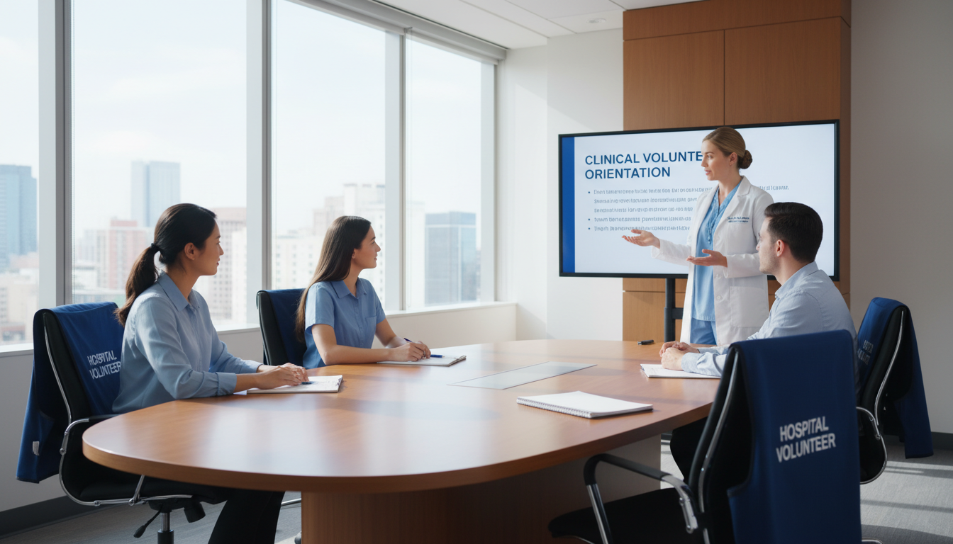 Hospital volunteer orientation session for premed students -  for When to Start Clinical Volunteering If You Discovered Medic