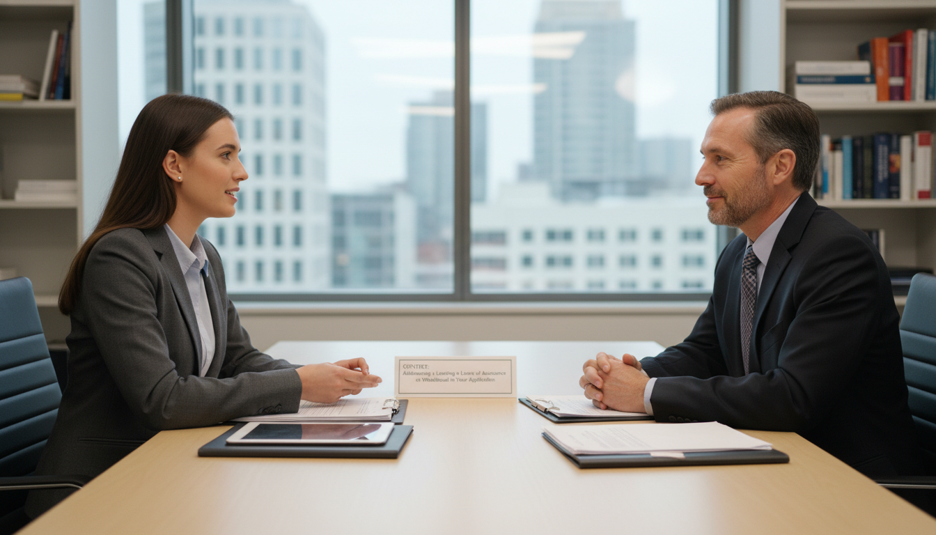 Confident applicant discussing leave of absence during medical school interview -  for Addressing a Leave of Absence or Withd