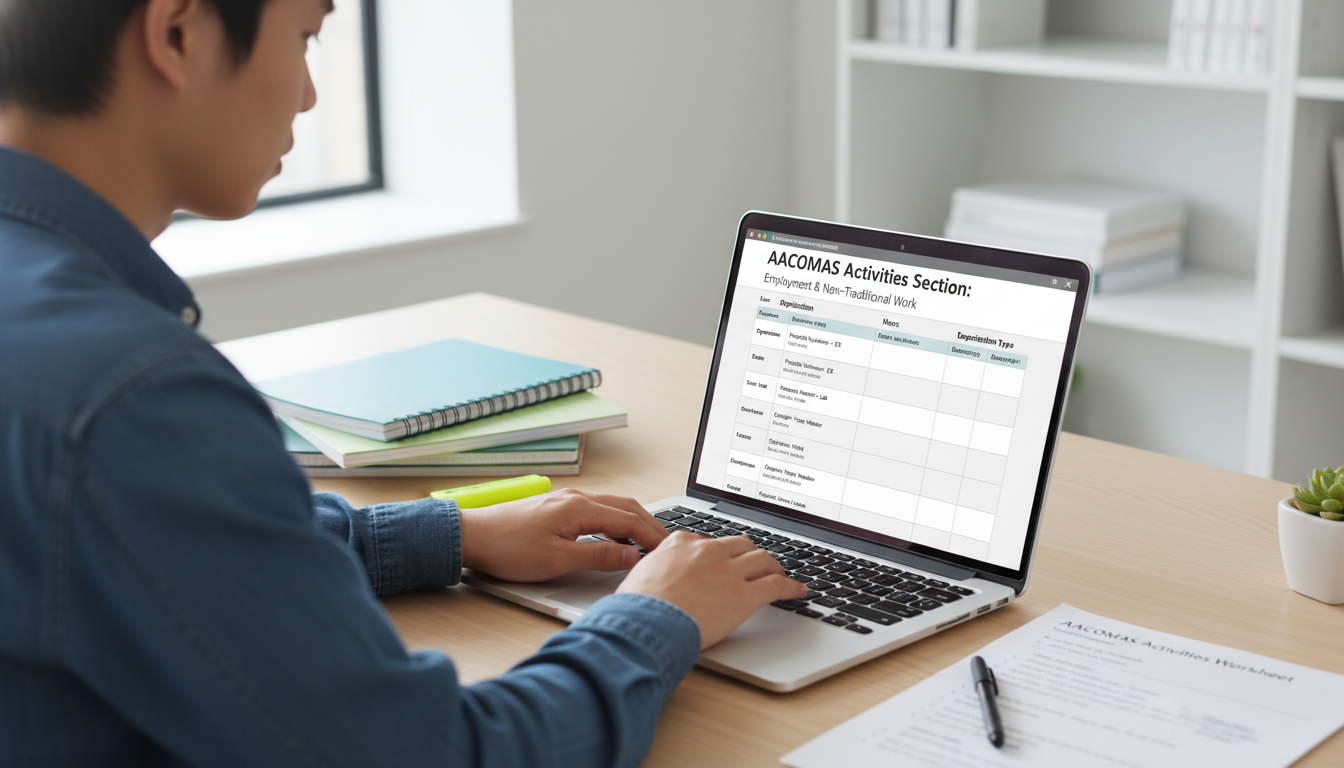 Premed student organizing employment history for AACOMAS application -  for Detailing Employment and Non-Traditional Work on