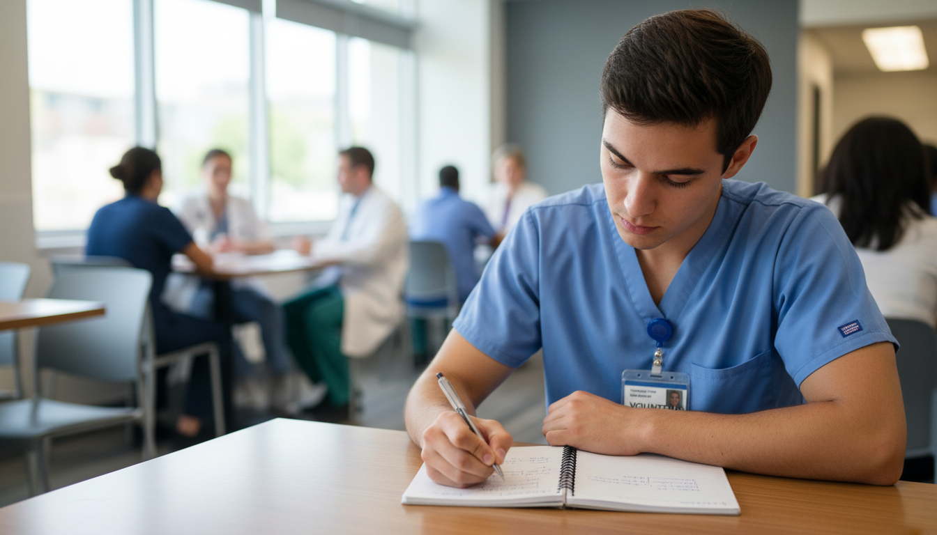 Premed reflecting after volunteer shift Premed reflecting after volunteer shift - for Do You Really Need 1,000+ Clinical Hours for Med School? The Evidence