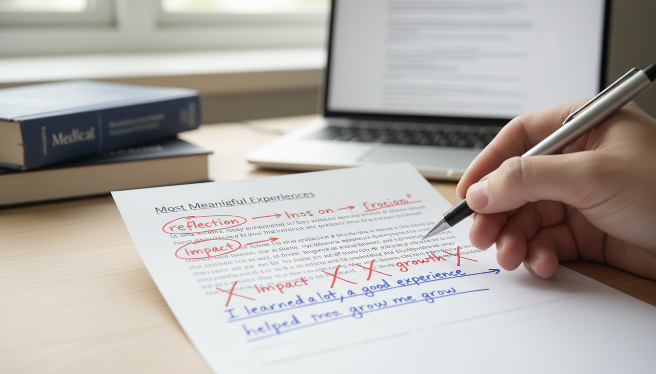 Premed revising AMCAS most meaningful experience reflection -  for Don’t Do This in Your Most Meaningful Experiences Section