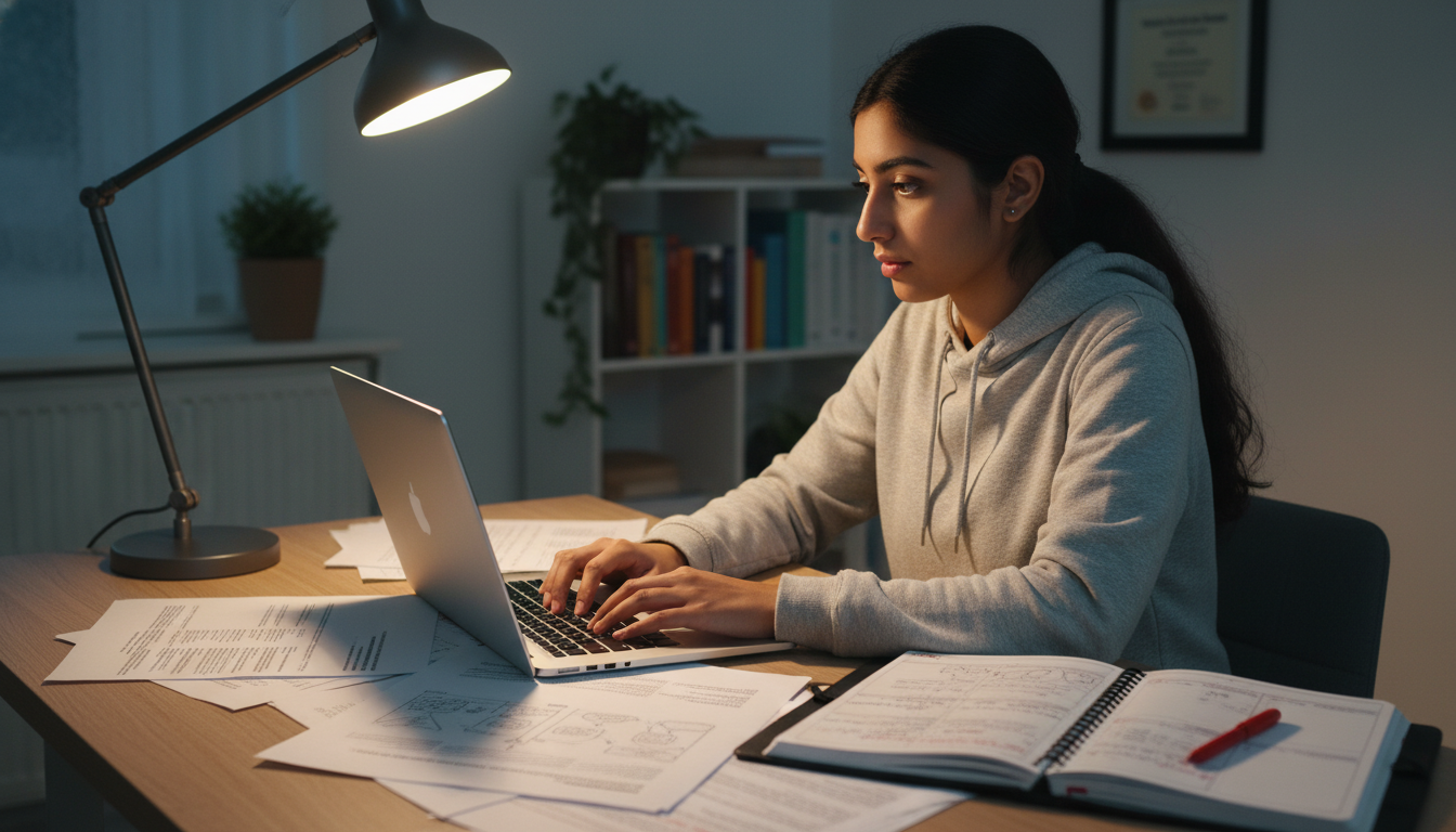 Premed student reflecting on volunteering experiences while writing secondaries -  for Fixing a Patchy Volunteering Record Be