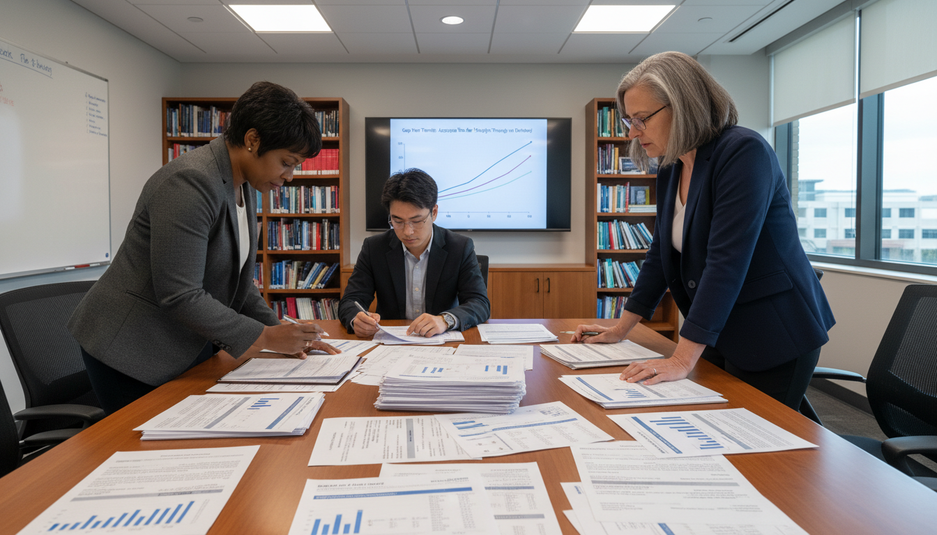 Medical school admissions committee reviewing applicant profiles and statistics -  for Gap Year Trends: Acceptance Rates for