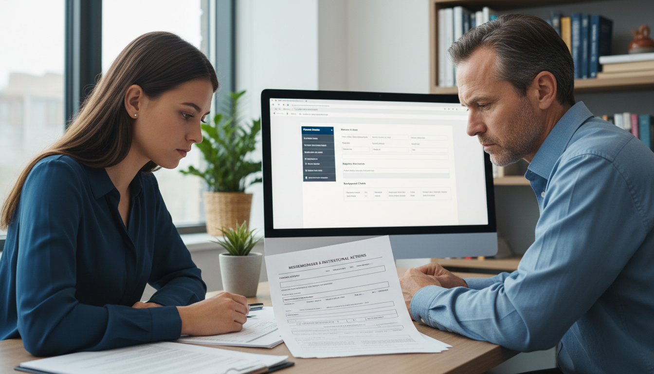 Premed student meeting with advisor to discuss criminal charge disclosure -  for Handling a Criminal Charge or Misdemeanor on