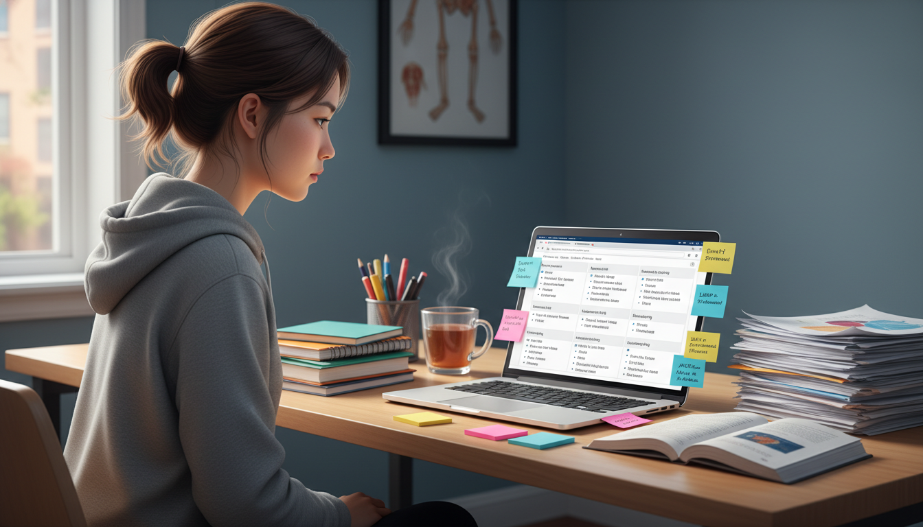 Premed student organizing AMCAS experiences on laptop -  for How to Classify Borderline Activities in AMCAS Experience Catego