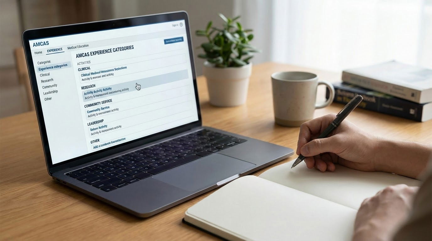 Premed student reviewing AMCAS experience category list -  for How to Classify Borderline Activities in AMCAS Experience Cate