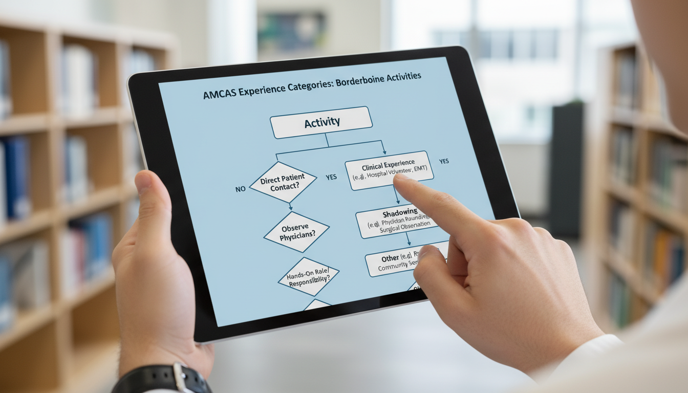 Shadowing versus clinical experience decision tree -  for How to Classify Borderline Activities in AMCAS Experience Categorie