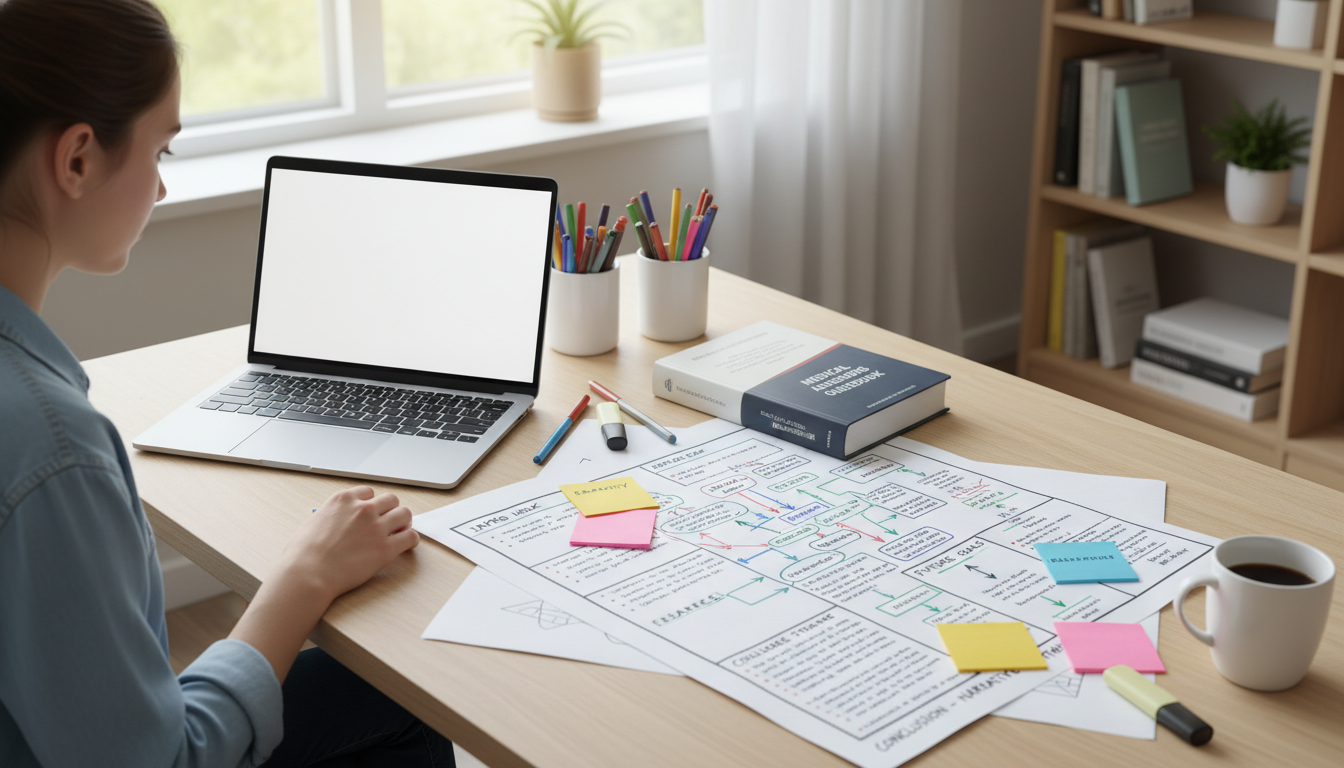 Premed student building an outline for a personal statement -  for How to Rewrite a Weak Personal Statement into a Cohesive N