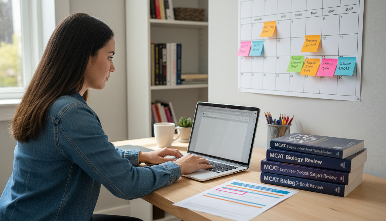 Premed student planning medical school application timeline from January to June -  for January to June of Application Year: