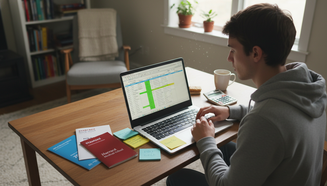 Low-income premed organizing a financial plan for medical school applications -  for Low-Income Applicant Navigating Fees and