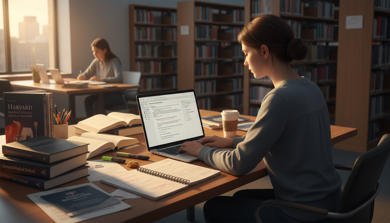 Premed student drafting AMCAS most meaningful experiences on laptop -  for Mastering AMCAS ‘Most Meaningful’ Entries: Charact