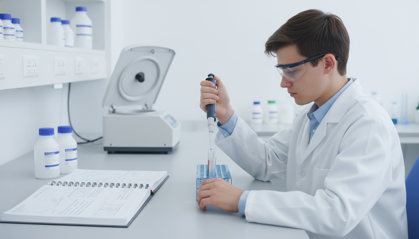 Premed student working in a biomedical research lab -  for Mastering AMCAS ‘Most Meaningful’ Entries: Character Count by Stra