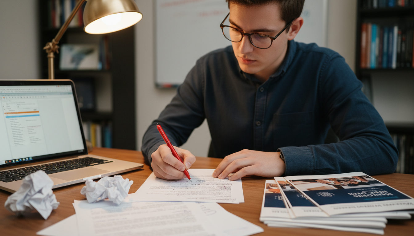 Premed student micro-editing a [medical school personal statement](https://residencyadvisor.com/resources/med-school-applicat