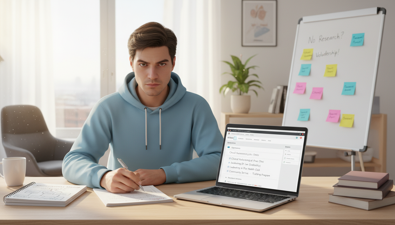 Premed student strategizing AMCAS and AACOMAS application without research experience -  for No Research Experience? How to C