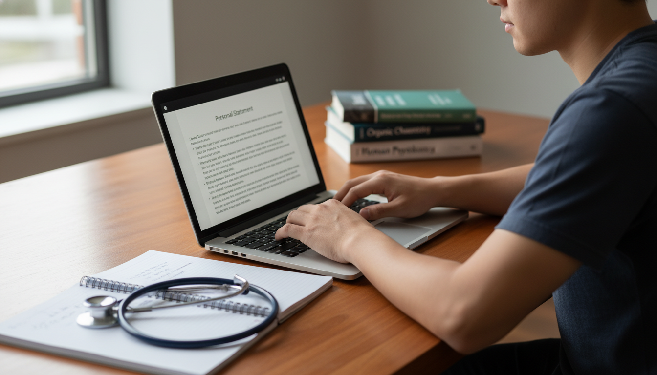 Premed student writing personal statement for medical school applications -  for No Research Experience? How to Compensate on