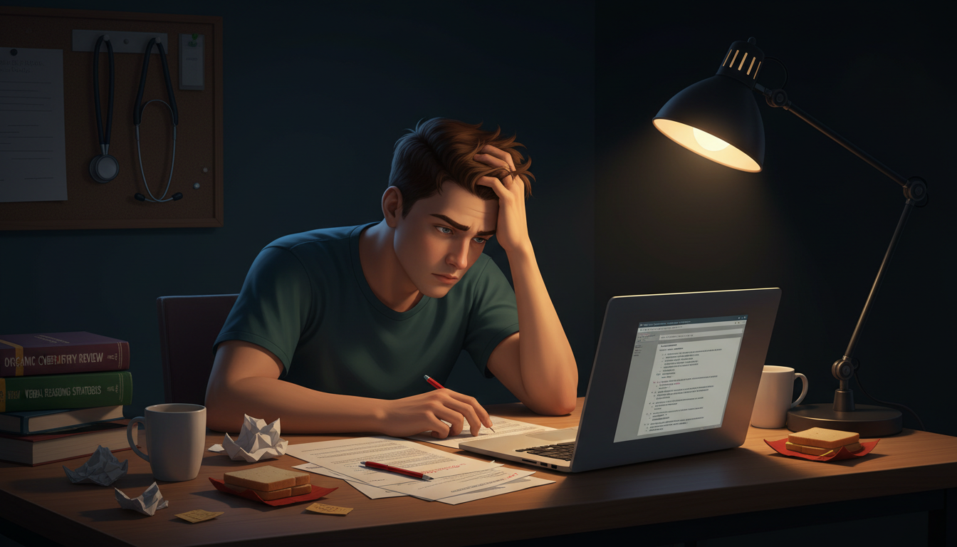 Frustrated premed student revising [personal statement](https://residencyadvisor.com/resources/med-school-applications/how-co