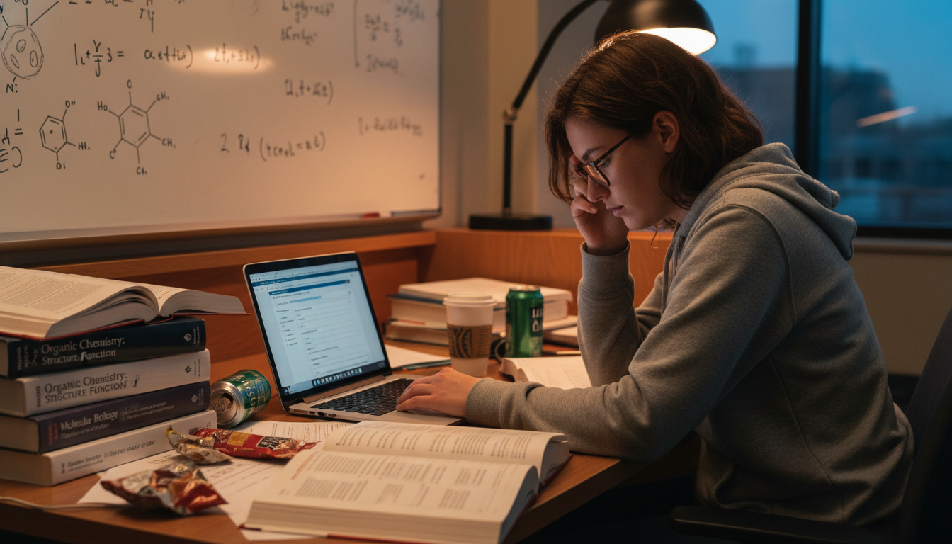 Stressed premed STEM student considering medical school application strategy -  for STEM Major Burnout Before Applying: Adjus