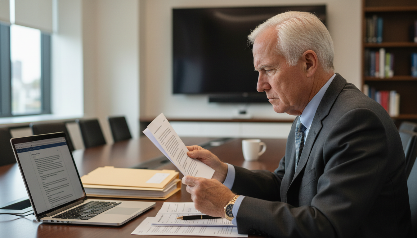 Faculty member reviewing an applicant file during committee meeting -  for What Happens in the Room When Your Application Is