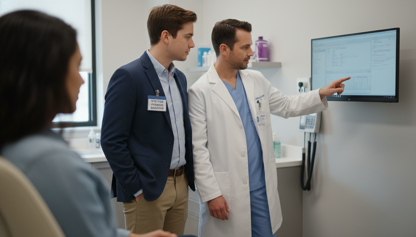 Premed student shadowing physician in clinic -  for Applying Late? Compressed Shadowing Timeline That Still Looks Thoughtful