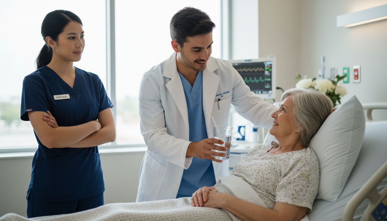 Premed student providing direct patient assistance in a clinical setting -  for Can Shadowing Alone Demonstrate ‘Clinical Exp