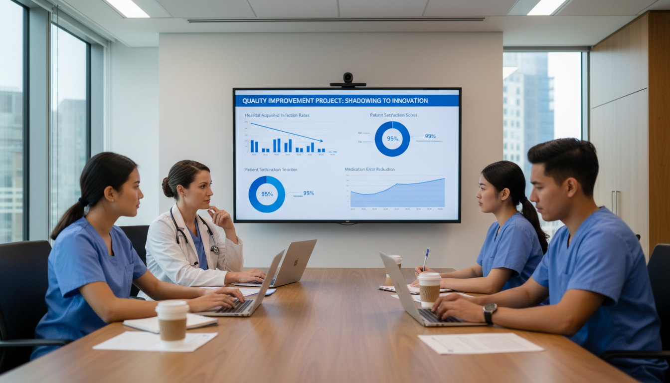 Medical team in a meeting reviewing quality improvement data -  for Converting Shadowing into a Research or QI Opportunity: A