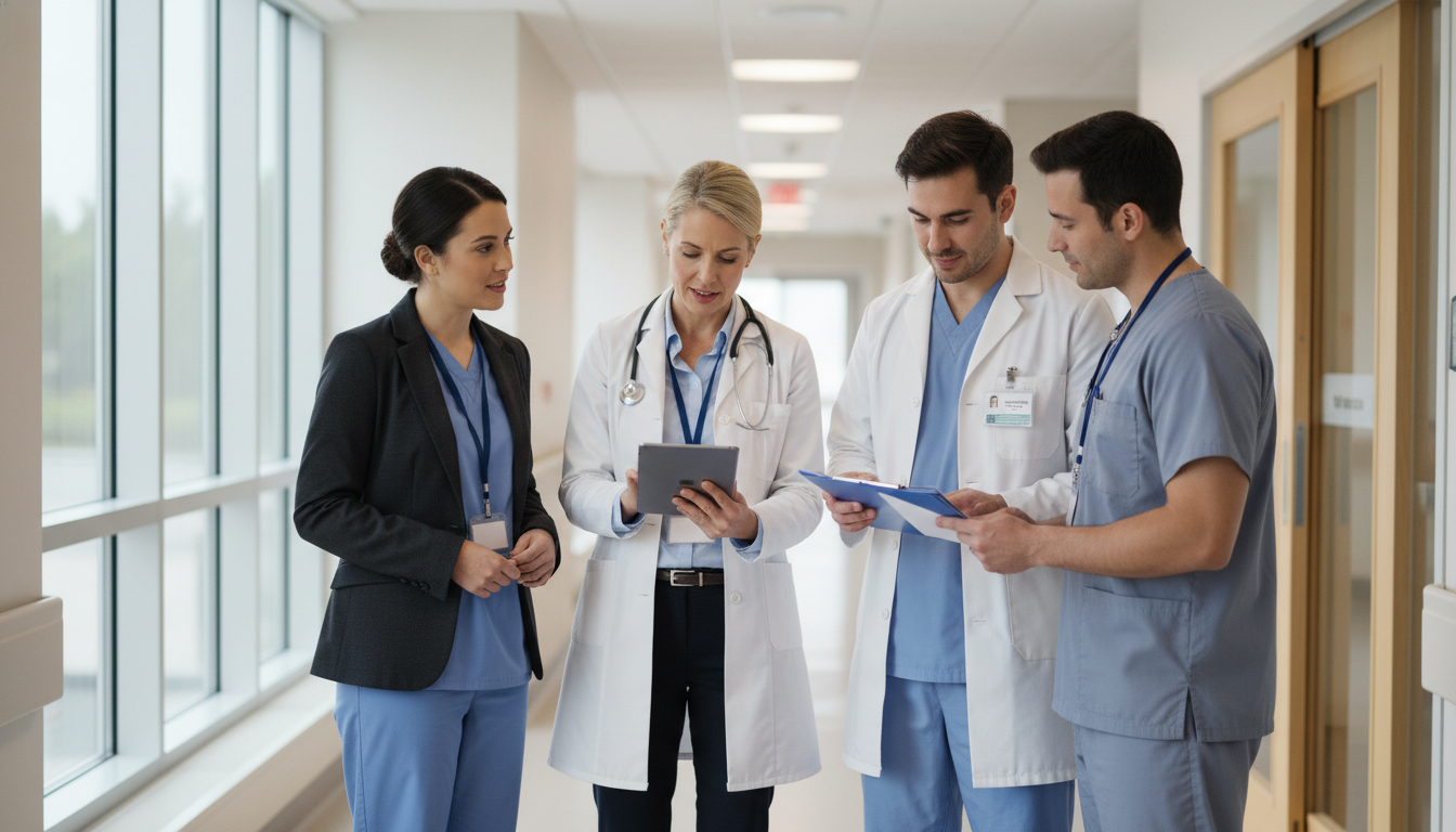 Medical student shadowing a multidisciplinary healthcare team during rounds -  for Decoding the Healthcare Team Hierarchy Dur