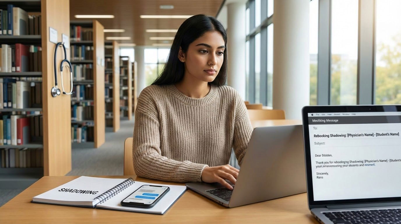 Premed student on phone rescheduling shadowing with physician -  for Handling Cancellations from Physicians: How to Rebook Wi