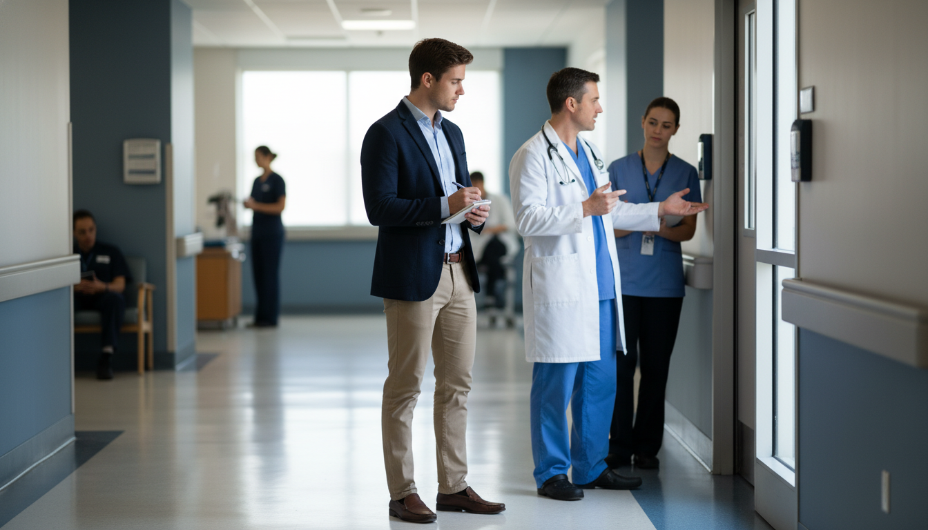 Medical student quietly observing physician-patient interaction -  for How Physicians Test Your Professionalism Quietly Durin