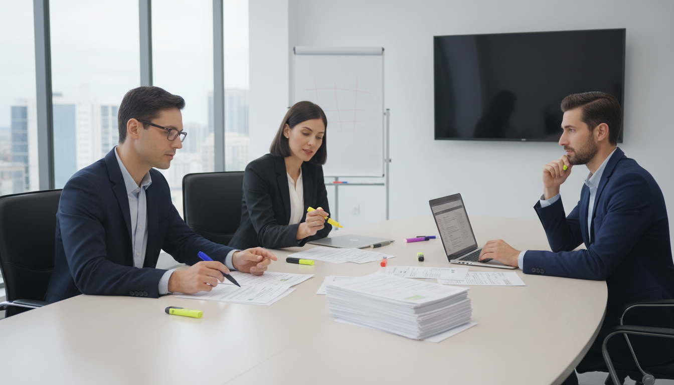 Residency selection committee reviewing an applicant file together Residency selection committee reviewing an applicant file together - for How Program Directors Read Shadowing Experiences on