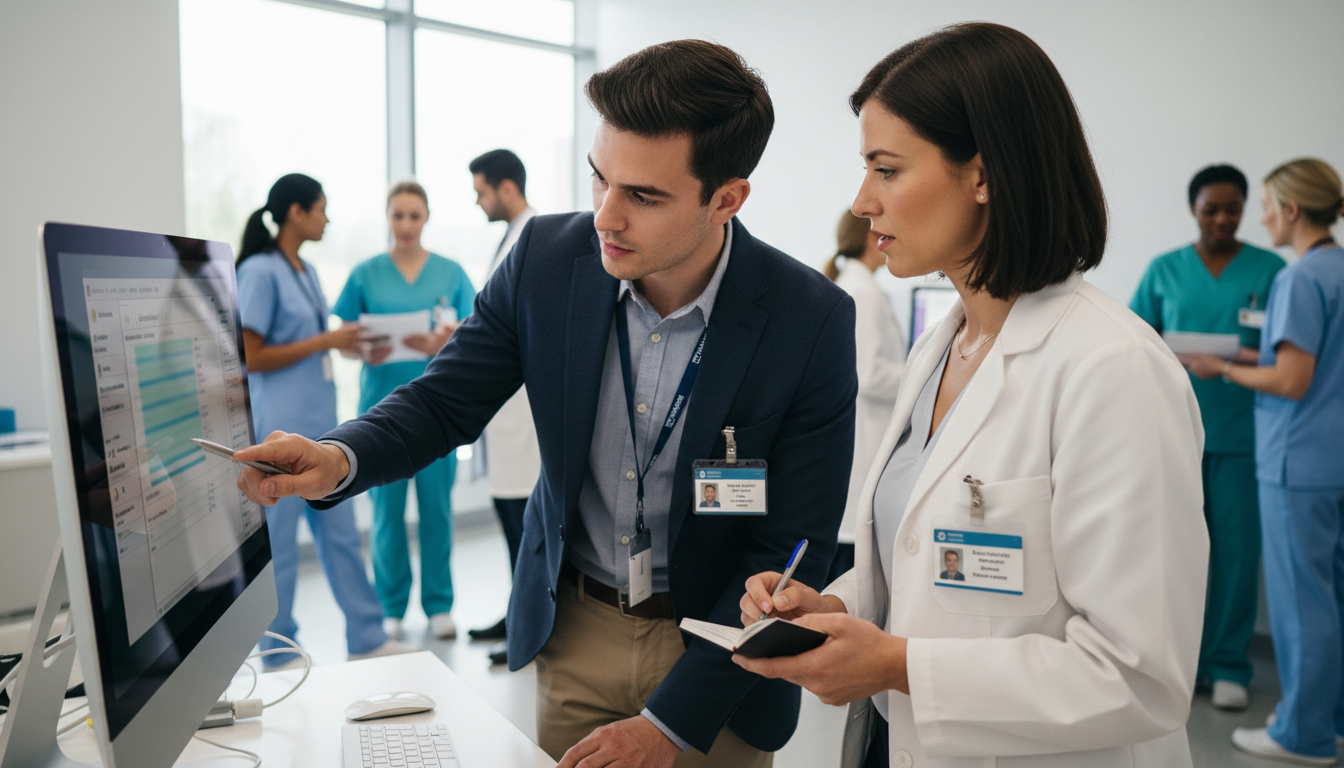 Premed student shadowing physician in busy hospital clinic -  for How Shadowing Actually Influences Committee Decisions on MD