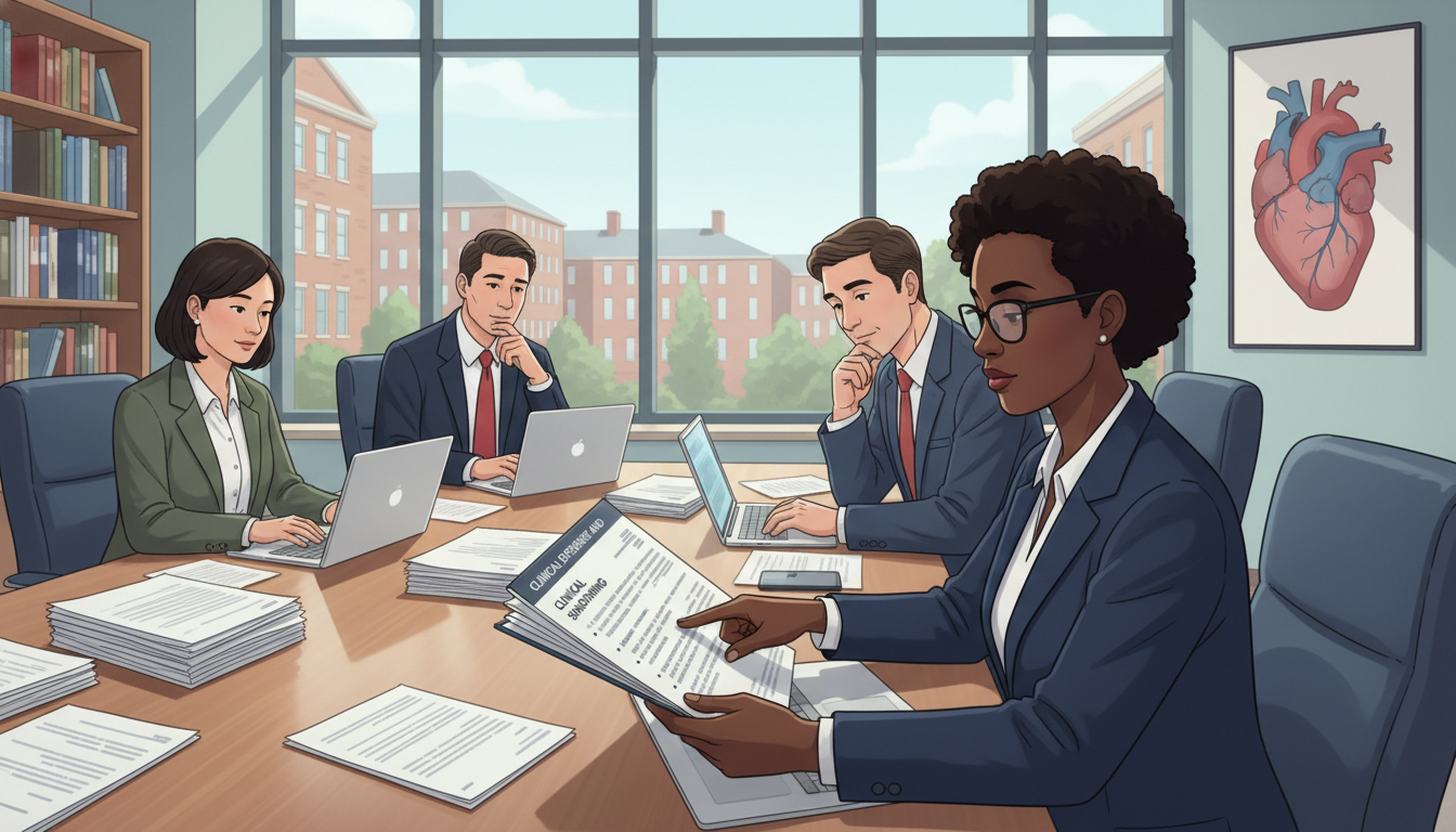 Admissions committee reviewing applicant files with clinical experiences -  for How Shadowing Actually Influences Committee D