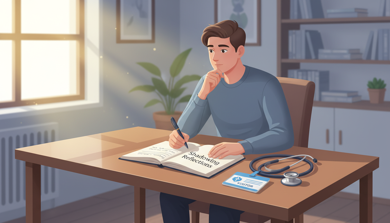 Premed student reflecting and taking notes after shadowing -  for How Shadowing Actually Influences Committee Decisions on MD