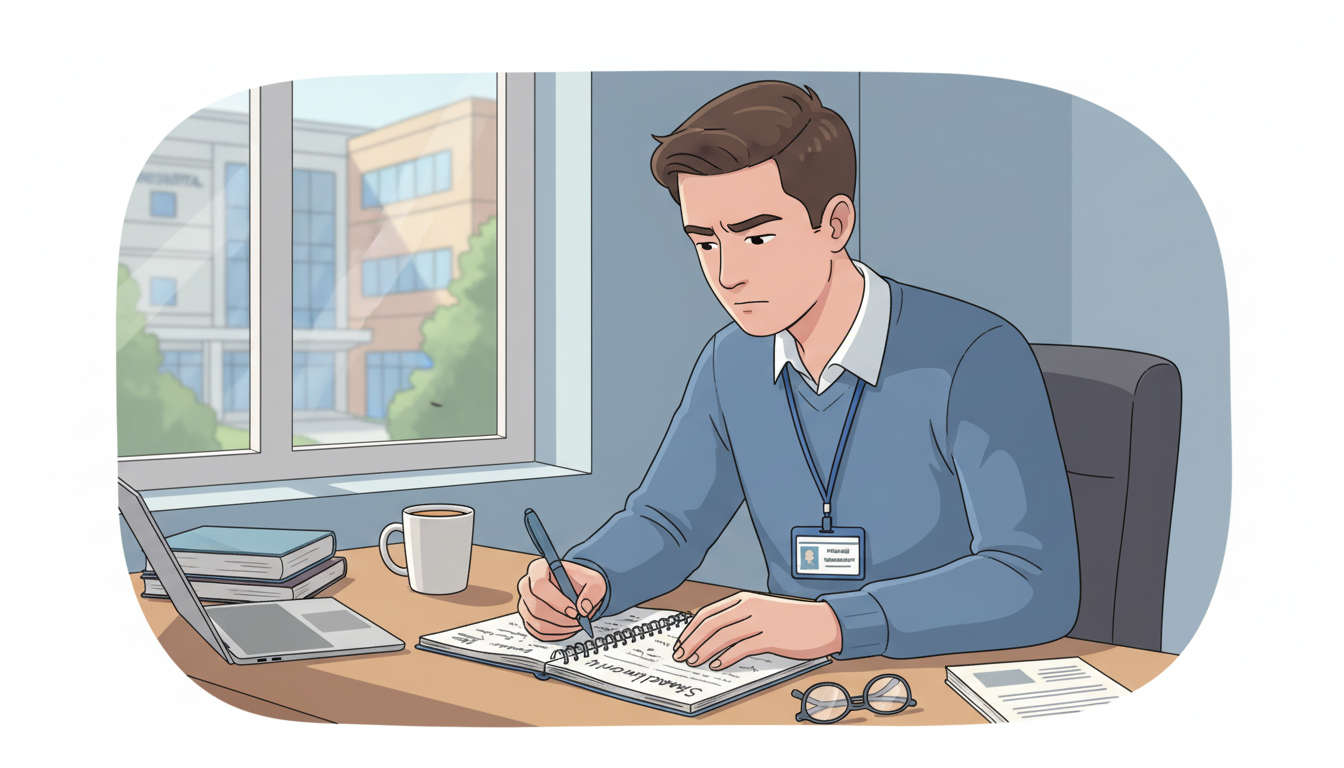 Student reflecting on clinical experiences in a medical shadowing journal -  for How to Build a Structured Shadowing Notebook