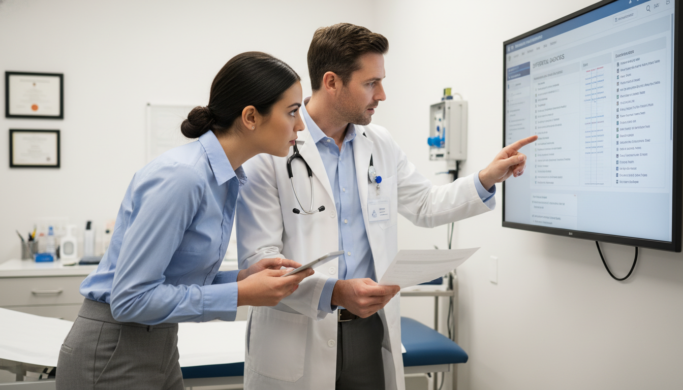 Medical student observing physician during patient encounter -  for How to Extract Differential Diagnosis Lessons from Everyd