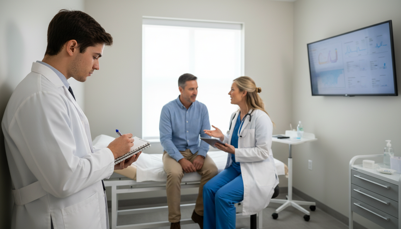 Medical student taking structured notes during shadowing -  for How to Extract Differential Diagnosis Lessons from Everyday S