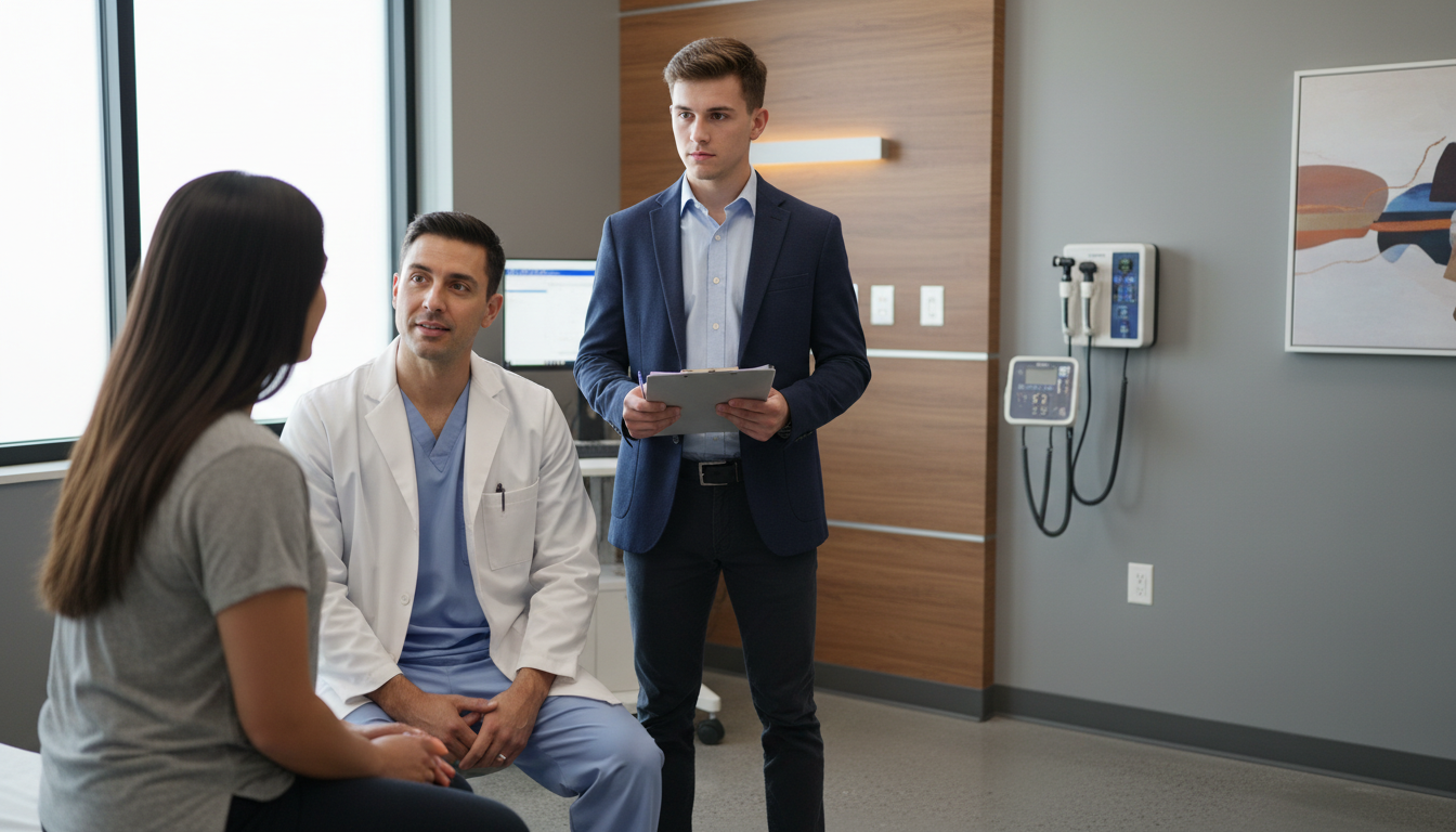 Premed student shadowing physician in clinic -  for Myth: Shadowing Must Be 100+ Hours to Matter—What’s Actually Enough?