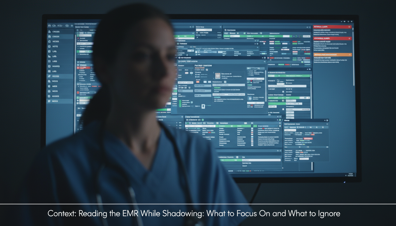 Busy EMR screen with many data fields to illustrate information overload Busy EMR screen with many data fields to illustrate information overload - for Reading the EMR While Shadowing: What to Focu