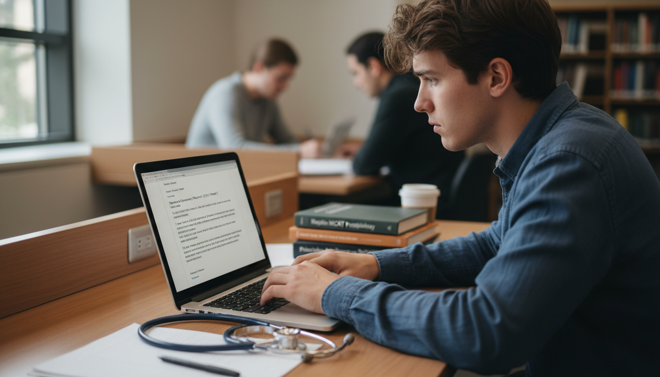 Premed student nervously emailing a busy doctor about shadowing -  for Scared to Bother Busy Doctors: How to Ask for Shadowin