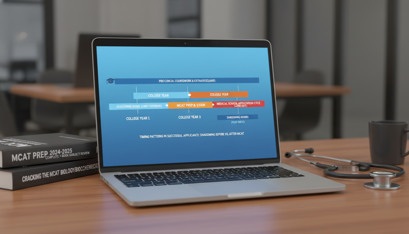 Timeline of premed shadowing and MCAT preparation -  for Shadowing Before vs After MCAT: Timing Patterns in Successful Applic